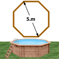 Piscine bois Woodfirst Original octogonale 500 x 127 cm liner blanc