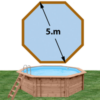 Piscine bois Woodfirst Original octogonale 500 x 127 cm liner bleu pâle