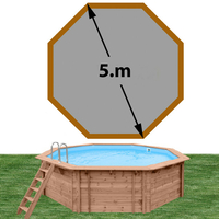 Piscine bois Woodfirst Original octogonale 500 x 127 cm liner gris clair