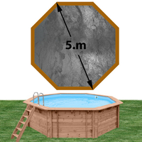 Piscine bois woodfirst original octogonale 500 x 127 cm liner gris volcan