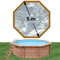 Piscine bois Woodfirst Original octogonale 500 x 127 cm liner marbre gris