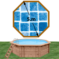 Piscine bois Woodfirst Original octogonale 500 x 127 cm liner persia bleu