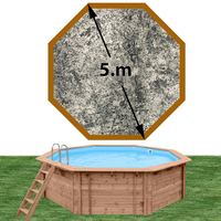 Piscine bois Woodfirst Original octogonale 500 x 127 cm liner stone gris
