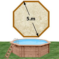 Piscine bois Woodfirst Original octogonale 500 x 127 cm liner stone sable