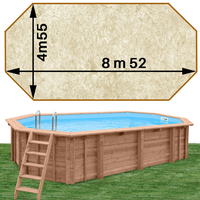 Piscine bois Woodfirst Original Octogonale allongée 852 x 455 x 146 liner stone sable