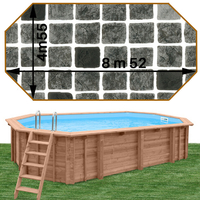 Piscine bois Woodfirst Original Octogonale allongée 852 x 455 x 146 persia anthracite