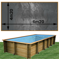 Piscine bois Woodfirst Original rectangulaire 620 x 420 x 133 cm liner gris volcan