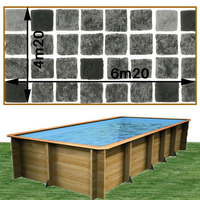 Piscine bois Woodfirst Original rectangulaire 620 x 420 x 133 cm liner persia anthracite