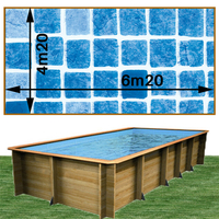 Piscine bois Woodfirst Original rectangulaire 620 x 420 x 133 cm liner persia bleu