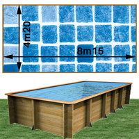 Piscine bois Woodfirst Original Rectangulaire 815 x 420 x 146 cm liner persia bleu