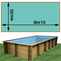 Piscine bois Woodfirst Original Rectangulaire 815 x 420 x 146 cm liner vert caraïbes