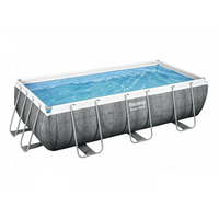Piscine tubulaire rectangle power steel 4.04 x 2.01 x h.1.00 m - motif rotin gris