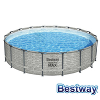 Piscine tubulaire ronde Steel Pro Max Ø 4.88 x H.1.22 m - effet pierre