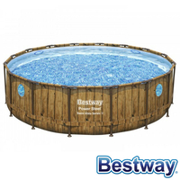 Piscine tubulaire Power Steel Swim Vista Pool Ø 4.88 x H.1.22 m - Décor bois