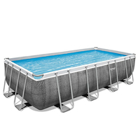 Piscine tubulaire rectangle Power Steel 5.49 x 2.74 x H.1.22 m - motif rotin gris