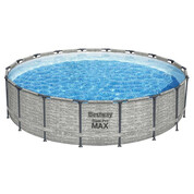 Piscine tubulaire ronde Steel Pro Max Ø 5.49 x H.1.22 m - effet pierre