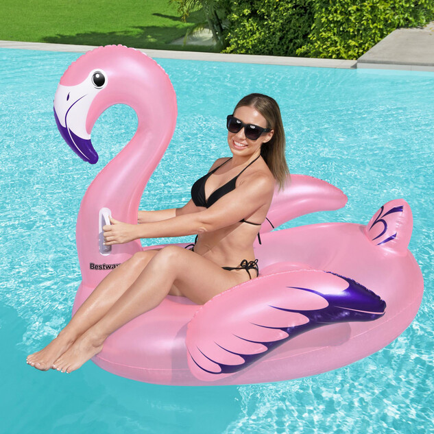 bouee gonflable chevauchable flamant rose 46693
