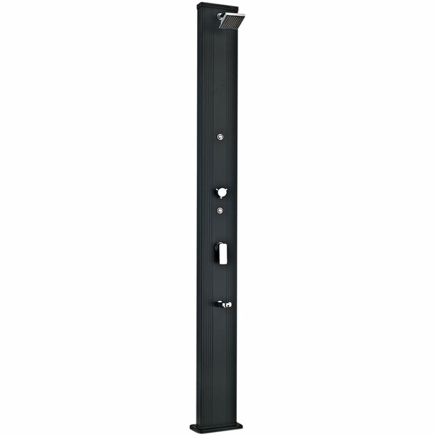 douche solaire droite alu noir 28 l avec rince pieds et brumisateur 14742