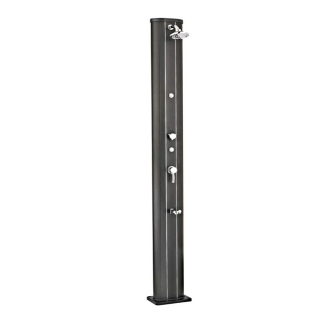 douche solaire droite alu noir 32 l avec rince pieds et brumisateur 14738