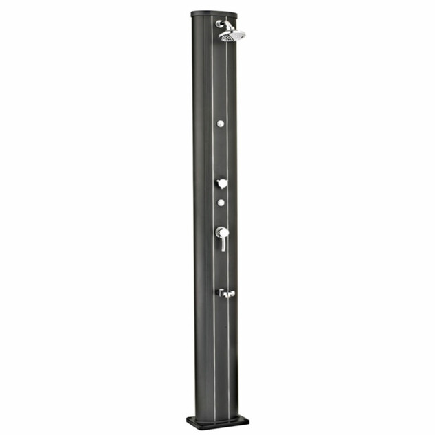 douche solaire droite alu noir 40 l avec rince pieds et brumisateur 14746