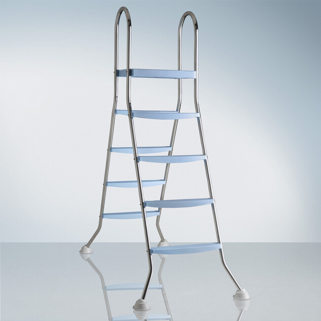 echelle acier inoxydable 2 x 4 marches avec plateforme pour piscine hors sol gre h142 cm 29744