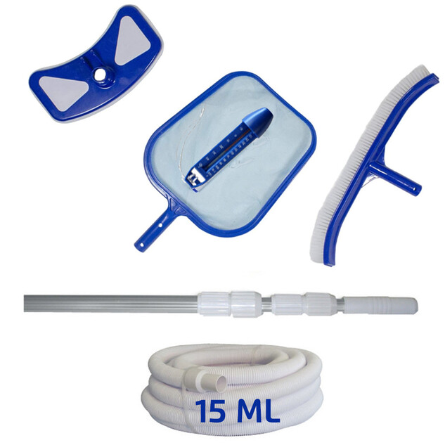Kit Nettoyage Piscine Well2wellness - Brosse + Éponge Avec Manches