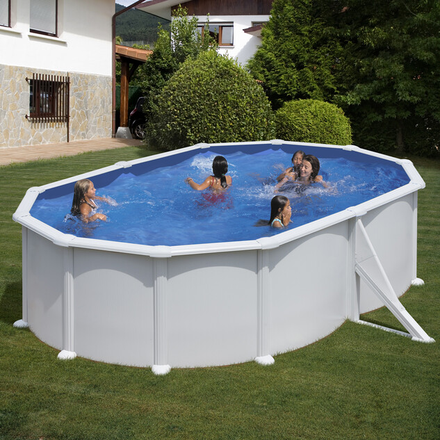 kit piscine hors sol atlantis acier blanc ovale 2 renforts 500 x 300 x h132 cm 30738