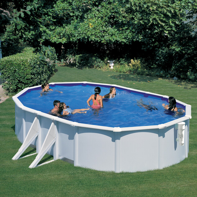 kit piscine hors sol bora bora acier blanc ovale 4 renforts 610 x 375 x h120 cm 29850