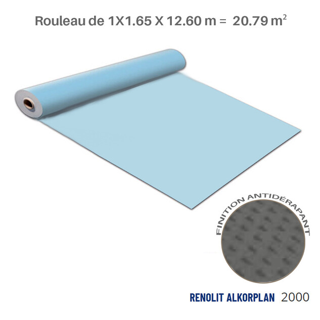 liner antiderapant bleu clair renolit alkorplan 2000 1 65 x 12 60 m soit 20 79 m  45625