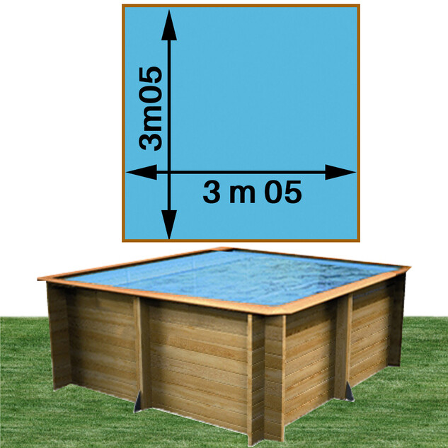 piscine bois woodfirst original carree 305 x 305 x 120 cm liner bleu france 22318