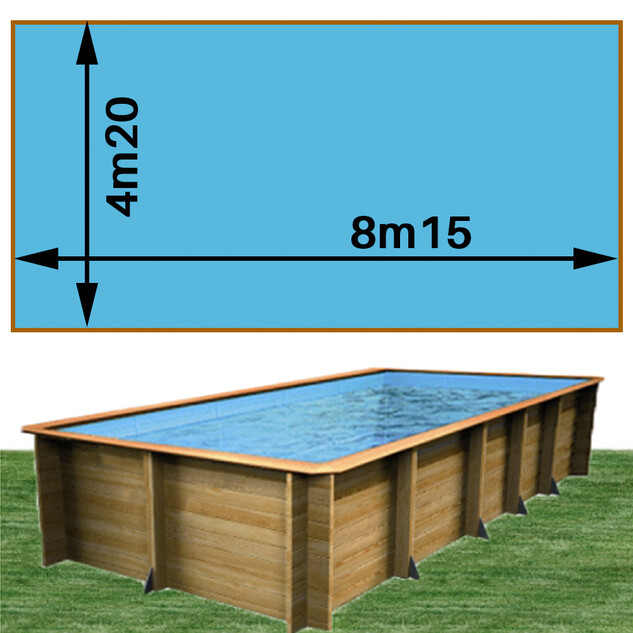 piscine bois woodfirst original rectangulaire 815 x 420 x 146 cm liner bleu france 16962