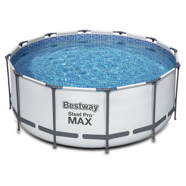 Piscine Tubulaire Ronde 3,66x1m Grise - Structure Acier Renforcé 9150L